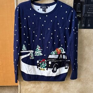 Lands' End Navy Festive Sweater